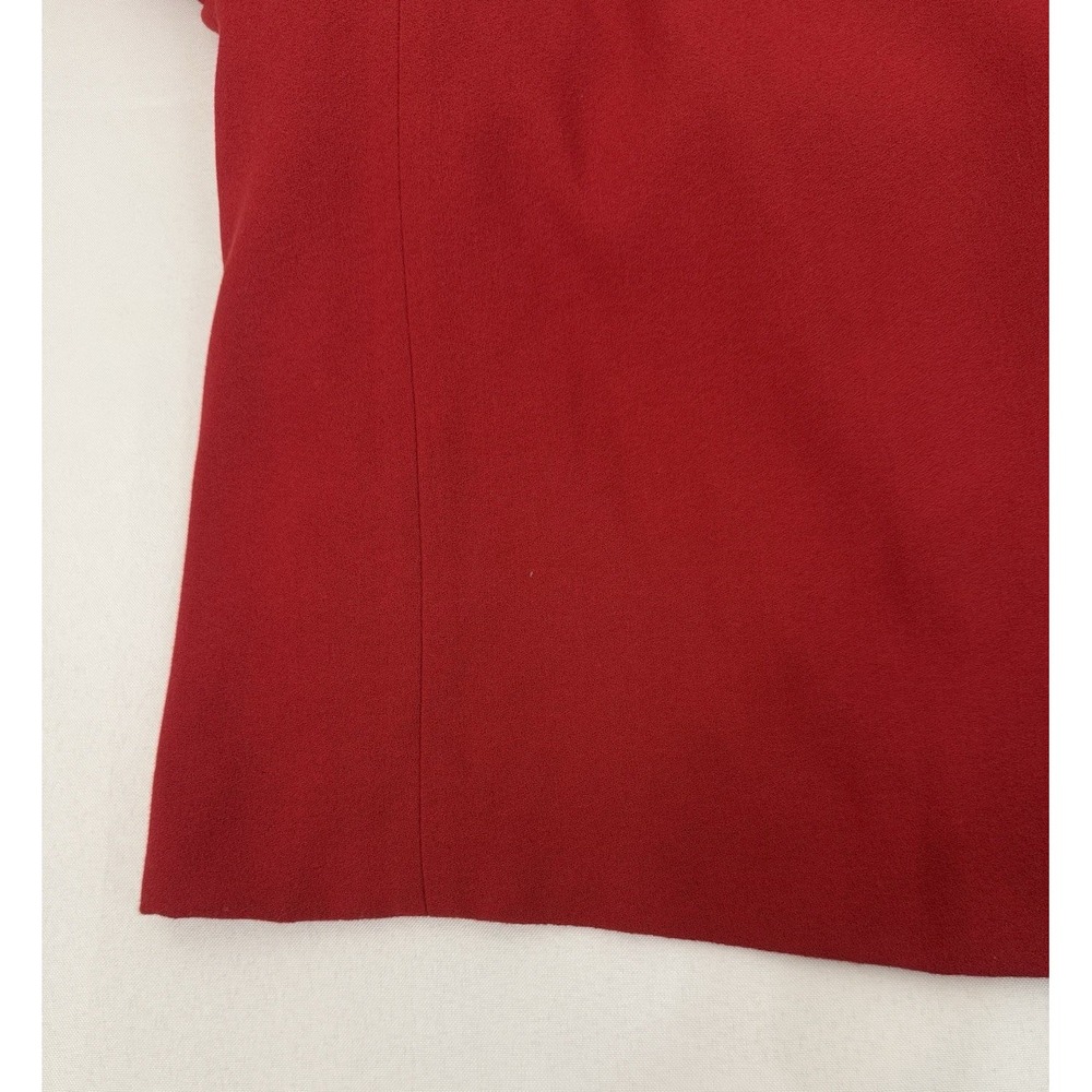 VTG Kasper Red Long Coat Dress Velvet Collar Lined Button Down Womens‎ Size 12 - Picture 9 of 12
